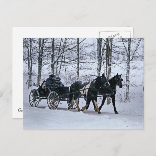 アマン派の国の冬キャリッジ乗車郵便はがき ポストカード (正面/裏面)