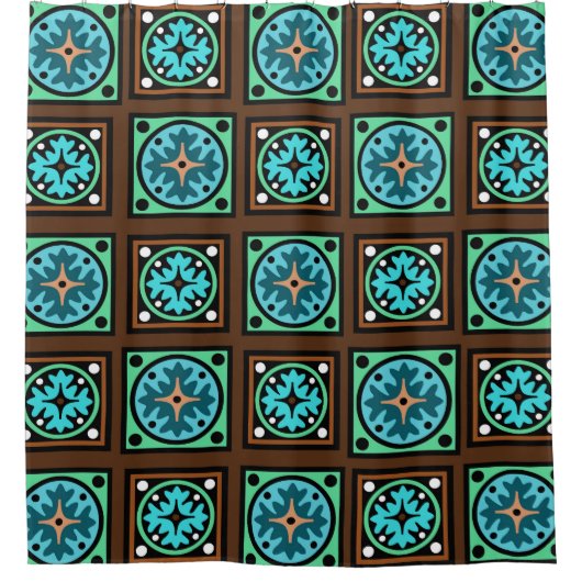 アマン派の織物のプリント シャワーカーテン (正面)