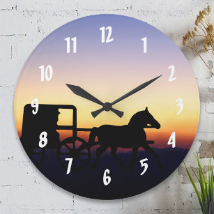 アマン派の馬および乳母車の柱時計 ラージ壁時計