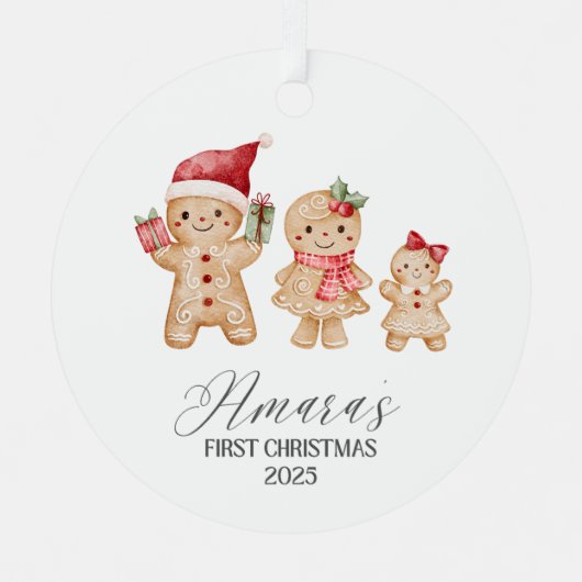 アマーラ オリジナル 赤ちゃんの最初のクリスマス メタルオーナメント (正面)