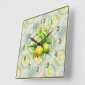 アマ地中海のルフィタイルレモン壁時計 スクエア壁時計 (傾斜)