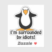 アミに囲まれたペンギンおもしろいコンターカット シール (シート)