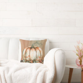 アミアブルオレンジ、白と緑の水の色のカボチャ クッション