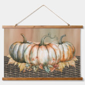 アミアブルオレンジ、白と緑の水の色のカボチャ 吊り下げ型タペストリー (正面)