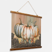 アミアブルオレンジ、白と緑の水の色のカボチャ 吊り下げ型タペストリー (傾斜あり)