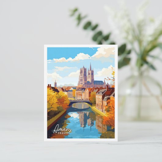アミエンスフランスアートヴィンテージ旅行イラストレーション ポストカード (スタンド正面)