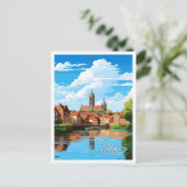 アミエンスフランスヴィンテージ旅行イラストレーション ポストカード (スタンド正面)