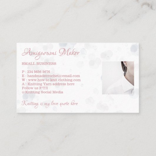 アミグリミ手編み・かぎ針編み冬服の写真 名刺 (裏面)