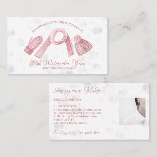 アミグリミ手編み・かぎ針編み冬服の写真 名刺 (正面/裏面)