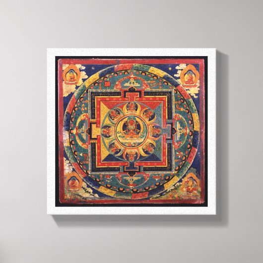アミタユス曼荼羅、19世紀チベットの学校 キャンバスプリント (正面)