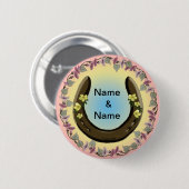 アミッシュな花蹄形 缶バッジ (正面&裏面)