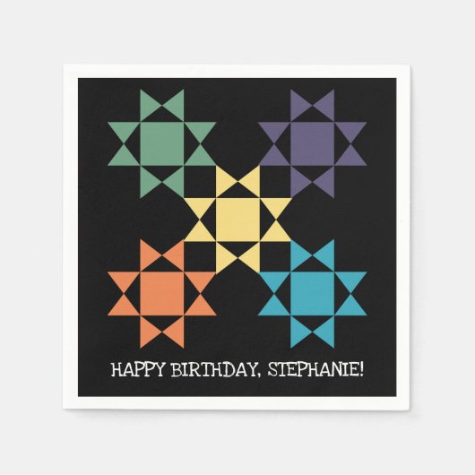 アミッシュキルトブロックパーソナライズされたキルティングテーマNa スタンダードカクテルナプキン (正面)