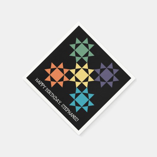 アミッシュキルトブロックパーソナライズされたキルティングテーマNa スタンダードカクテルナプキン (角)