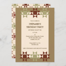 アミッシュキルトプリントキルティングをテーマにしたカスタムパーティーInv 招待状