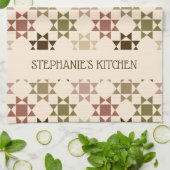 アミッシュキルトプリントニュートラルカラーパーソナライズされた キッチンタオル (折り畳み)