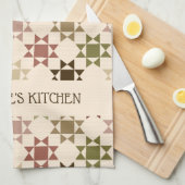 アミッシュキルトプリントニュートラルカラーパーソナライズされた キッチンタオル (四つ折り)
