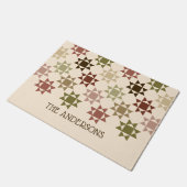 アミッシュキルトプリントニュートラルカラーパーソナライズされた ドアマット (アングル)