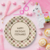 アミッシュキルトプリントニュートラルカラーパーソナライズされた ペーパープレート (パーティー)