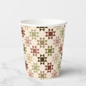 アミッシュキルトプリントニュートラルカラーパーソナライズされた 紙コップ (裏面)
