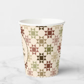 アミッシュキルトプリントニュートラルカラーパーソナライズされた 紙コップ (左)