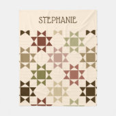 アミッシュフェイクキルトニュートラルカラーパーソナライズされた フリースブランケット (正面)