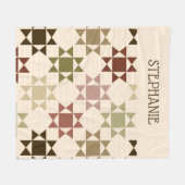 アミッシュフェイクキルトニュートラルカラーパーソナライズされた フリースブランケット (正面(横))