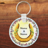 アミッシュブルーフラワーホースシュー キーホルダー (正面)