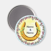 アミッシュブルーフラワーホースシュー マグネット (正面/裏面)