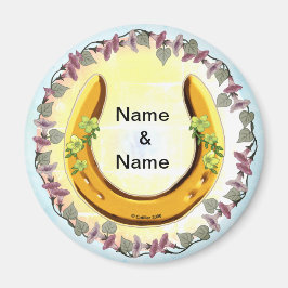 アミッシュブルーフラワーホースシュー マグネット