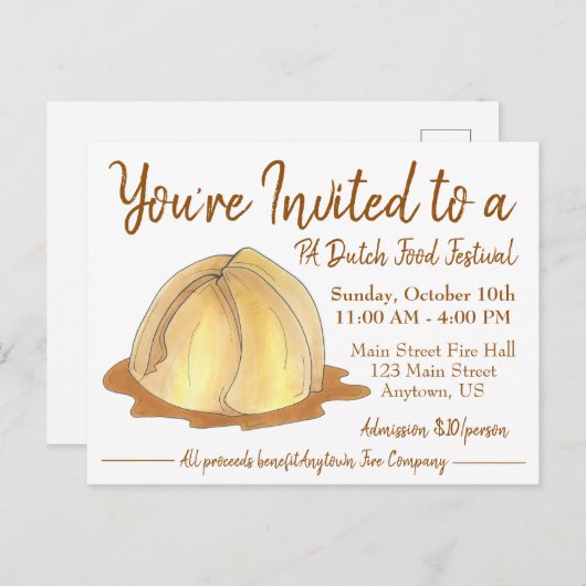 アミッシュペンシルバニアPAオランダ食品フェスティバル餃子 インビテーションポストカード (正面/裏面)