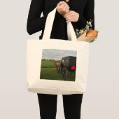 アミッシュホースと乳母車アットサンセット ラージトートバッグ (正面(商品))