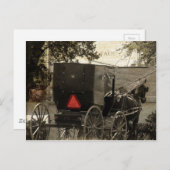 アミッシュホースと乳母車セピア葉書デジタルアート ポストカード (正面/裏面)