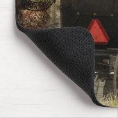 アミッシュホースと乳母車セピア葉書デジタルアート マウスパッド (コーナー)