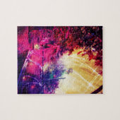 アミッシュホースと乳母車トリップ(幻覚体験)のようなデジカラフルタルアート ジグソーパズル (横)