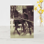 アミッシュホースと乳母車農村アイオワ写真 カード (黄色い花)