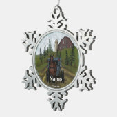 アミッシュ乳母車タウンデイオーナメント スノーフレークピューターオーナメント (右)