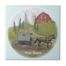 アミッシュ乳母車訪問タイル タイル