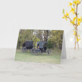 アミッシュ乳母車 カード (黄色い花)