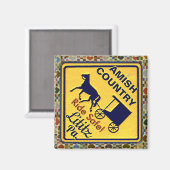 アミッシュ馬と乳母車は、ライティッツパに乗って安全。 マグネット (正面/裏面)