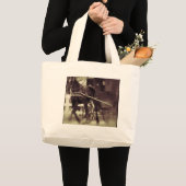 アミッシュ馬と乳母車 ラージトートバッグ (正面(商品))
