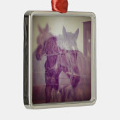 アミッシュ馬のデジタルコラージュ メタルオーナメント (右)