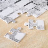 アミッシュ馬のライン白黒 ジグソーパズル (側面)