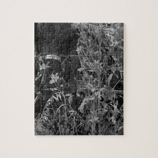 アミッシュ馬の白黒グランジ ジグソーパズル (縦)