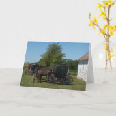 アミッシュ馬 カード (黄色い花)