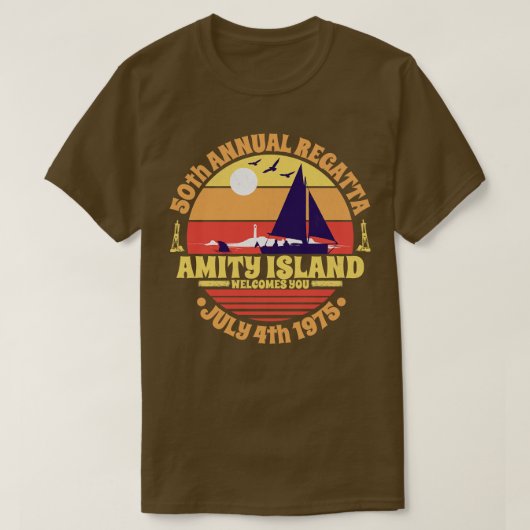 アミティアイランド第50回レガッタ1975年7月4日エル Tシャツ (デザイン正面)