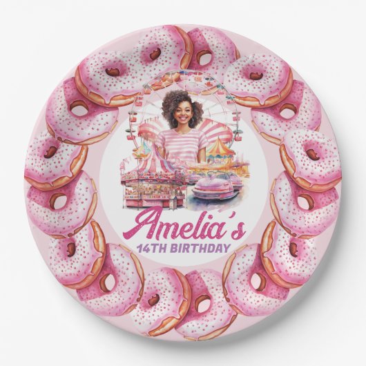 アミューズメントパークアフリカンアメリカン誕生日カスタム ペーパープレート (正面)