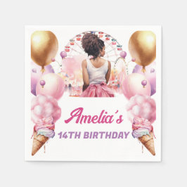 アミューズメントパークアフリカンアメリカン誕生日 スタンダードカクテルナプキン