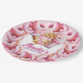 アミューズメントパークパーソナライズされたピンク ペーパープレート (アングル)