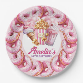 アミューズメントパークパーソナライズされたピンク ペーパープレート