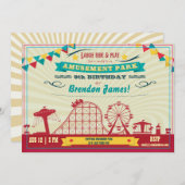 アミューズメントパークファンフェアカーニバル誕生日招待状 招待状 (正面/裏面)